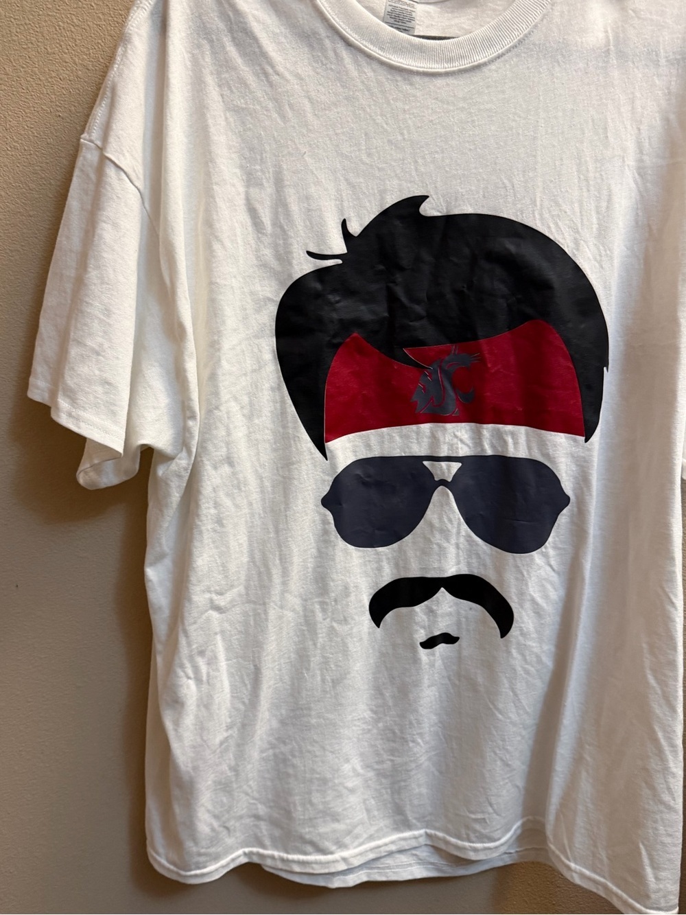 GARDNER MINCHEW  Cougar White Tee Adult Unisex WSU Vibes Mustache Jaguars SZ XXL - Picture 7 of 7